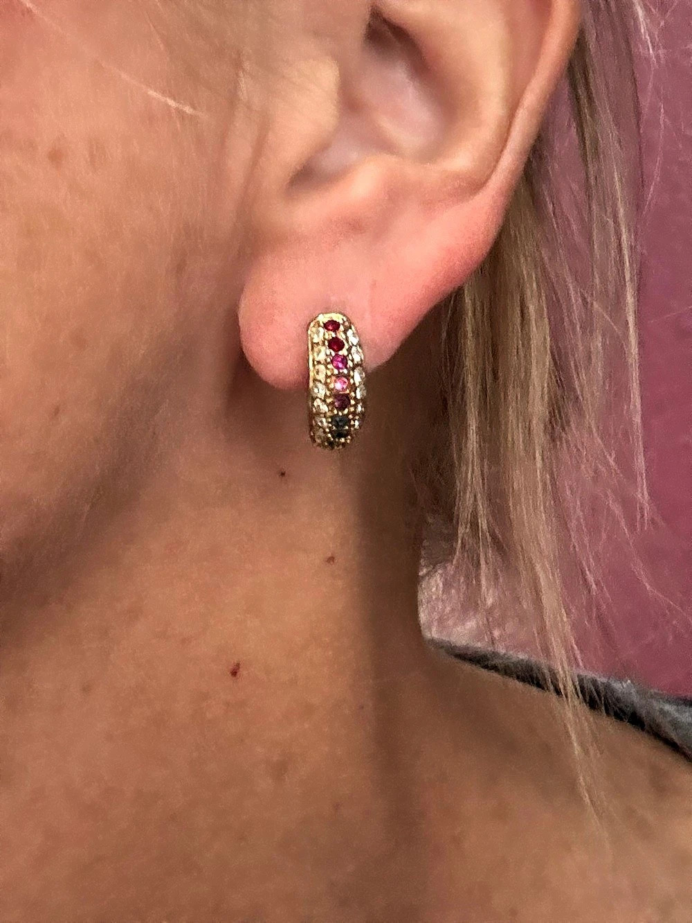 Multicolor Gemstone Hoop Earrings Like New